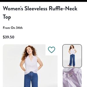 Women's Sleeveless Ruffle-Neck Top - White